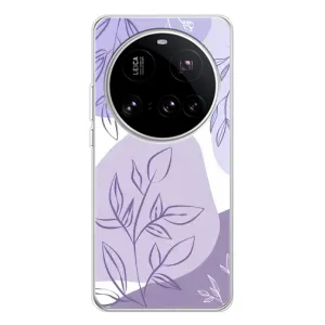 Силиконовый чехол с принтом в цветах на Xiaomi 15 Ultra (Фиолетовые листья абстракция)