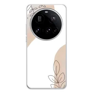 Силиконовый чехол с принтом в цветах на Xiaomi 15 Ultra (Нюдовая веточка абстракция)
