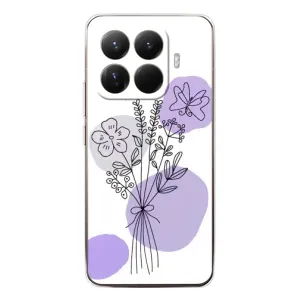 Силиконовый чехол с принтом в цветах на Xiaomi 15T Pro (Букет фиолетовая абстракция)