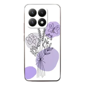 Силиконовый чехол с принтом в цветах на Xiaomi 15T (Букет фиолетовая абстракция)
