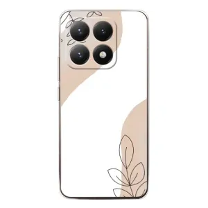 Силиконовый чехол с принтом в цветах на Xiaomi 15T (Нюдовая веточка абстракция)