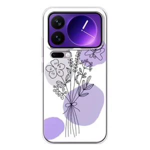 Силиконовый чехол с принтом в цветах на Xiaomi 17 Pro Max (Букет фиолетовая абстракция)