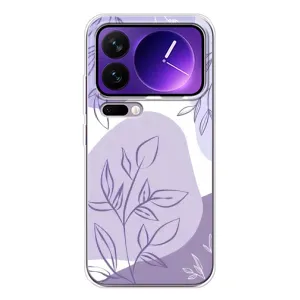 Силиконовый чехол с принтом в цветах на Xiaomi 17 Pro Max (Фиолетовые листья абстракция)