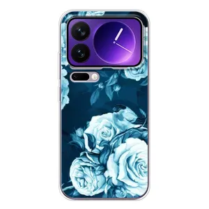 Чехлы (ART) Цветы на Xiaomi 17 Pro Max (VPrint) (Голубые Бутоны)