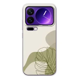 Силиконовый чехол с принтом в цветах на Xiaomi 17 Pro Max (Зеленая монстера дизайн)