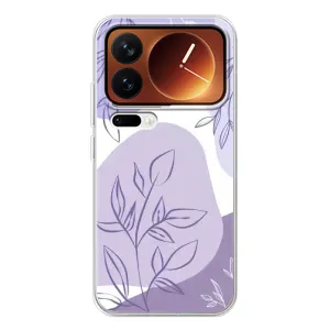Силиконовый чехол с принтом в цветах на Xiaomi 17 Pro (Фиолетовые листья абстракция)