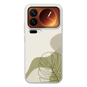Силиконовый чехол с принтом в цветах на Xiaomi 17 Pro (Зеленая монстера дизайн)