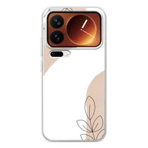 Силиконовый чехол с принтом в цветах на Xiaomi 17 Pro (Нюдовая веточка абстракция)