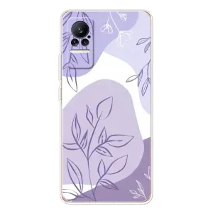 Силиконовый чехол с принтом в цветах на Xiaomi Civi 1S (Фиолетовые листья абстракция)