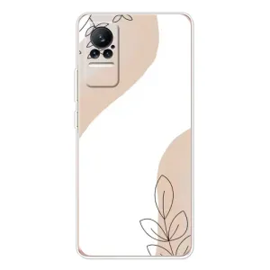 Силиконовый чехол с принтом в цветах на Xiaomi Civi 1S (Нюдовая веточка абстракция)