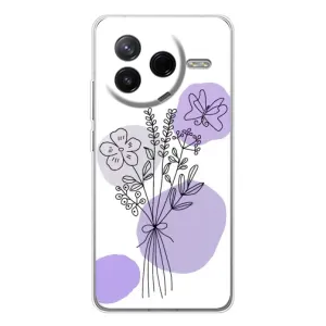 Силиконовый чехол с принтом в цветах на Xiaomi Civi 4Pro (Букет фиолетовая абстракция)