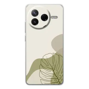 Силиконовый чехол с принтом в цветах на Xiaomi Civi 4Pro (Зеленая монстера дизайн)