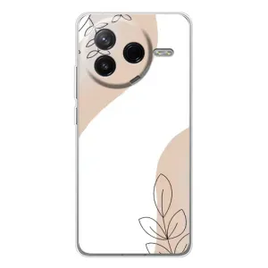 Силиконовый чехол с принтом в цветах на Xiaomi Civi 4Pro (Нюдовая веточка абстракция)
