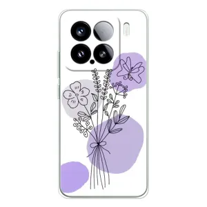 Силиконовый чехол с принтом в цветах на Xiaomi Civi 5Pro (Букет фиолетовая абстракция)