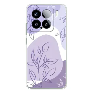 Силиконовый чехол с принтом в цветах на Xiaomi Civi 5Pro (Фиолетовые листья абстракция)