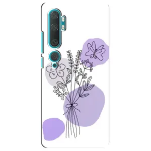 Силиконовый чехол с принтом в цветах на Xiaomi Mi 10 (Букет фиолетовая абстракция)