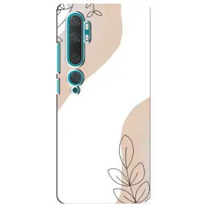 Силиконовый чехол с принтом в цветах на Xiaomi Mi 10 (Нюдовая веточка абстракция)