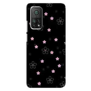 Чохол з розовим принтом для Xiaomi Mi 10T Pro (Рожеві квіти на чорному)