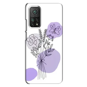 Силиконовый чехол с принтом в цветах на Xiaomi Mi 10T (Букет фиолетовая абстракция)