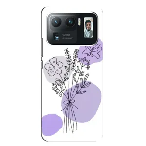 Силиконовый чехол с принтом в цветах на Xiaomi Mi 11 Ultra (Букет фиолетовая абстракция)