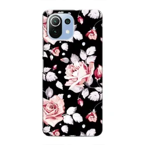 Чехлы с Цветами для Xiaomi Mi 11i (VPrint) (Цветочки на черном)