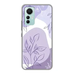 Силконовий чохол з принтом в квітах на Xiaomi Mi 12 Lite (Фіолетове листя абстракція)