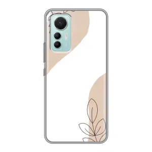 Силконовий чохол з принтом в квітах на Xiaomi Mi 12 Lite (Нюдова гілочка абстракція)