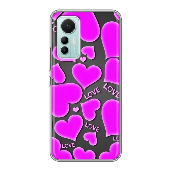 Чехол с принтом «Pink hearts» для Xiaomi Mi 12 Lite