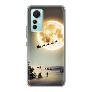 Новорічні, Святкові Чохли для Xiaomi Mi 12 Lite - 2024 год (Санта на місяці)