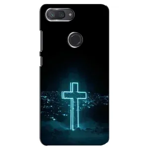 Чехол для Xiaomi Mi 8 Lite (AlphaPrint) - (Христианские) (Крест и город)