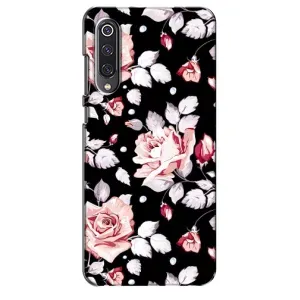 Чехлы с Цветами для Xiaomi Mi 9 SE (VPrint) (Цветочки на черном)