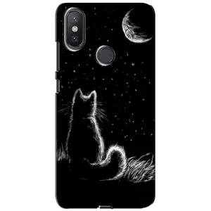 Чохол з принтом для Xiaomi Mi A2 Lite (AlphaPrint) Модні коти (Котик і місяць)
