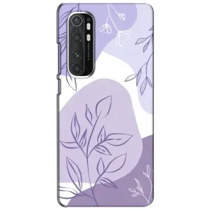 Силиконовый чехол с принтом в цветах на Xiaomi Mi Note 10 Lite (Фиолетовые листья абстракция)