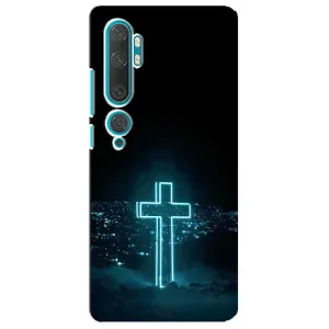 Чехол для Xiaomi Mi Note 10 (AlphaPrint) - (Христианские) (Крест и город)