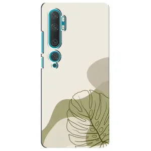Силиконовый чехол с принтом в цветах на Xiaomi Mi Note 10 (Зеленая монстера дизайн)