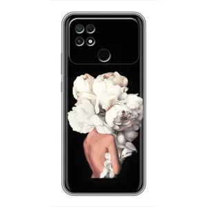 Чехлы (ART) Цветы на Xiaomi POCO C40 (VPrint) (Белые цветы)
