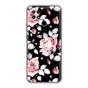 Чехлы с Цветами для Xiaomi POCO C40 (VPrint) (Цветочки на черном)