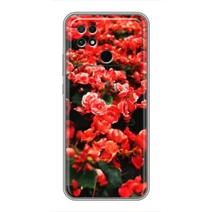Чехлы с Цветами для Xiaomi POCO C40 (VPrint) (Цветы красные)