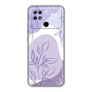 Силконовий чохол з принтом в квітах на Xiaomi POCO C40 (Фіолетове листя абстракція)