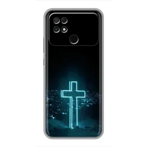 Чехол для Xiaomi POCO C40 (AlphaPrint) - (Христианские) (Крест и город)