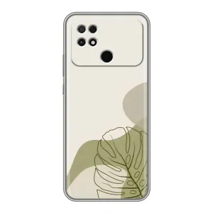 Силконовий чохол з принтом в квітах на Xiaomi POCO C40 (Зелена монстера дизайн)