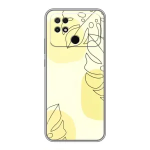 Силконовий чохол з принтом в квітах на Xiaomi POCO C40 (Жовта монстера арт)