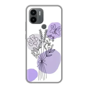 Силиконовый чехол с принтом в цветах на Xiaomi Poco C50 (Букет фиолетовая абстракция)