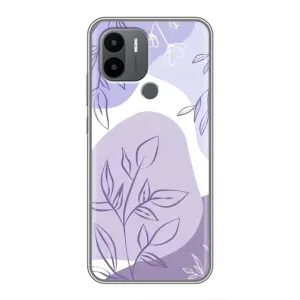 Силиконовый чехол с принтом в цветах на Xiaomi Poco C50 (Фиолетовые листья абстракция)