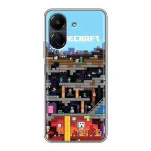 Чехол Майнкрафт на Xiaomi POCO C65 (AlphaPrint) Minecraft (фон Minecraft)