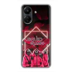 Чехол Гра в кальмара для Xiaomi POCO C65 (Охранники Игра кальмара)