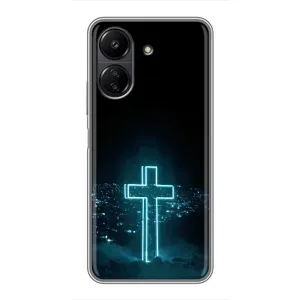 Чехол для Xiaomi POCO C65 (AlphaPrint) - (Христианские) (Крест и город)