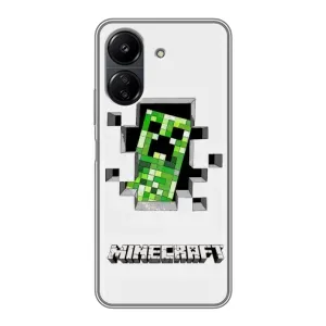 Чехол Майнкрафт на Xiaomi POCO C65 (AlphaPrint) Minecraft (крипер Майнкрафт)