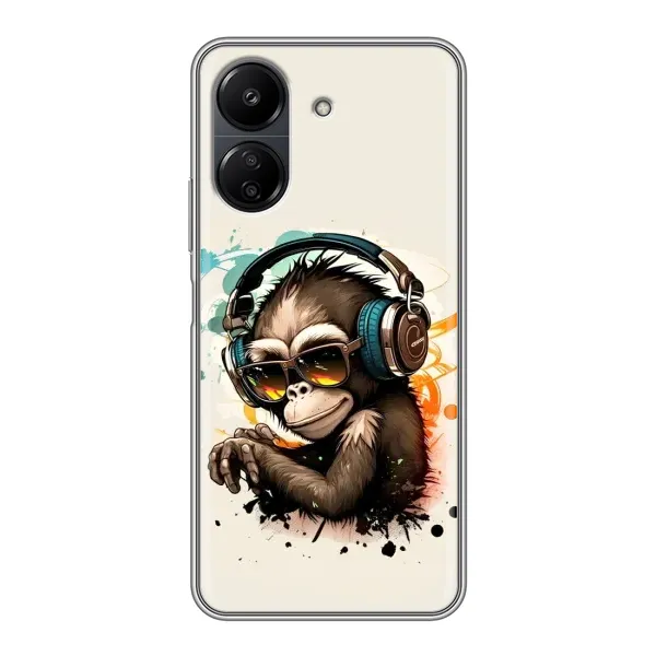 Чохол з принтом «Макака в навушниках» для Xiaomi POCO C65