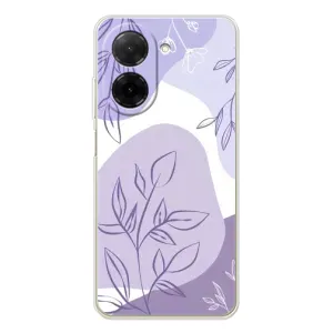 Силиконовый чехол с принтом в цветах на Xiaomi Poco C71 (Фиолетовые листья абстракция)